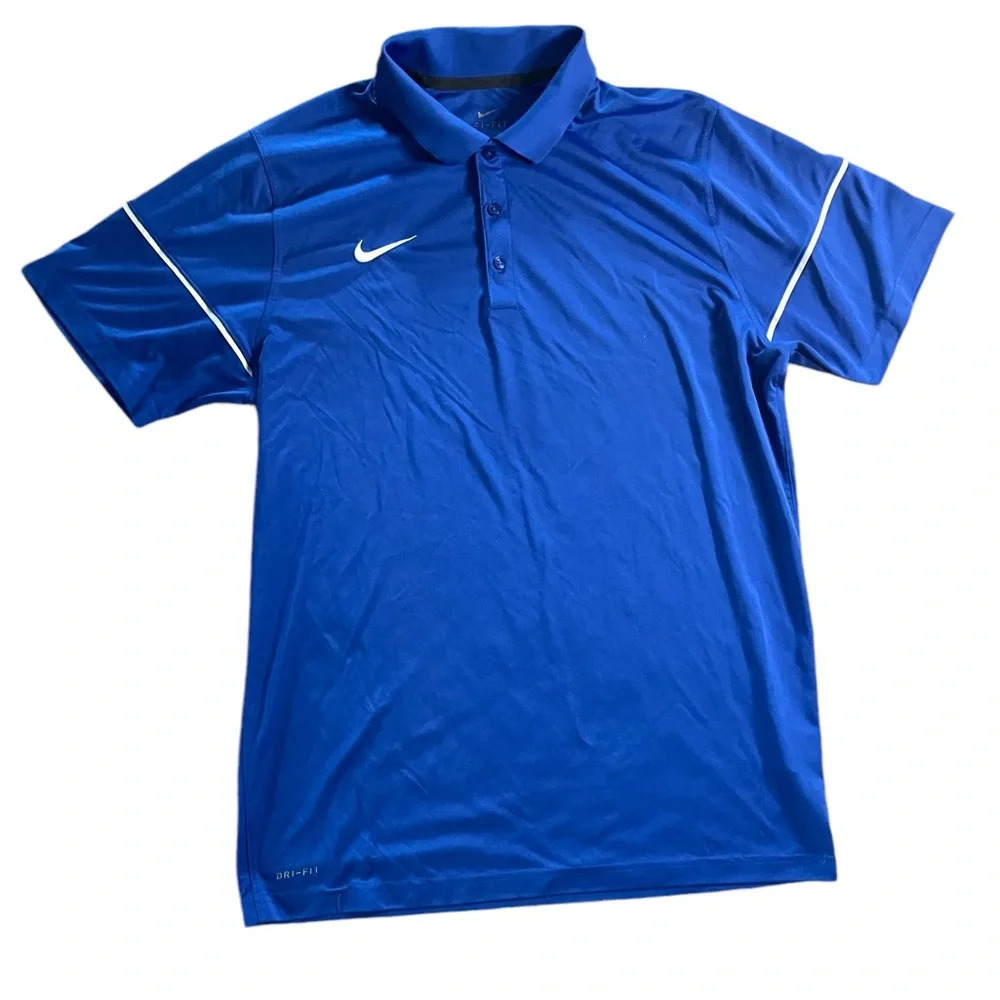 Nike Dri-FIT Mens Team Issue Polo Blue Size Large Sporty Activewear Preppy Golf